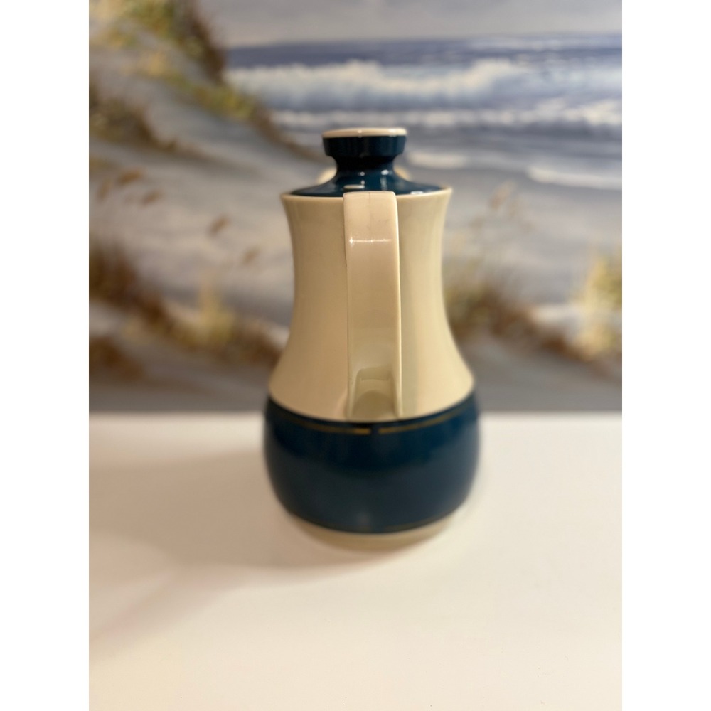 Vintage Thermos Ingrid No 570 Thermal Carafe Teal Cream West Germany MCM Pitcher - Picture 4 of 9